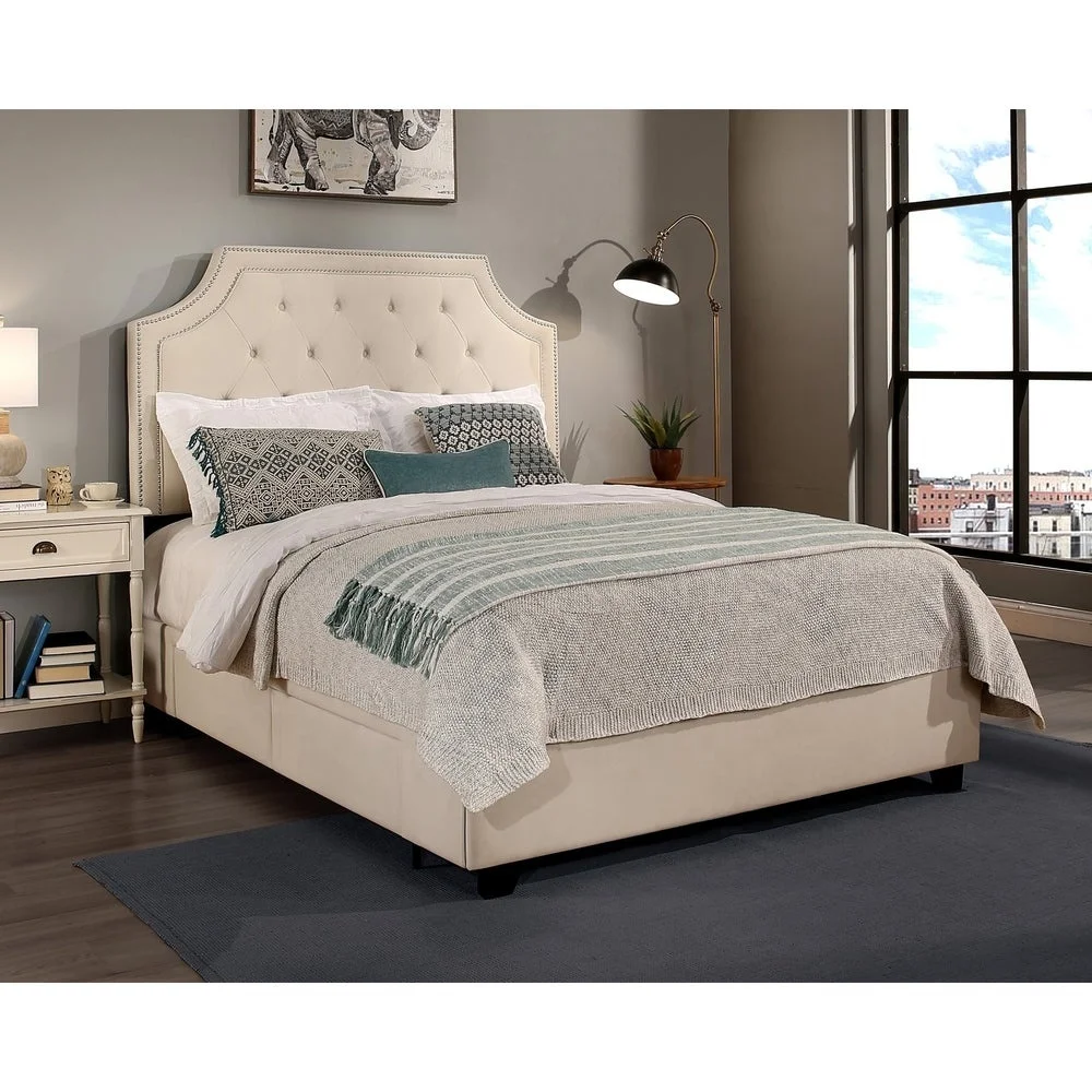 Modern Button Tufted Storage Bed with Drawers Upholstered Bed Frame with Adjustable Headboard