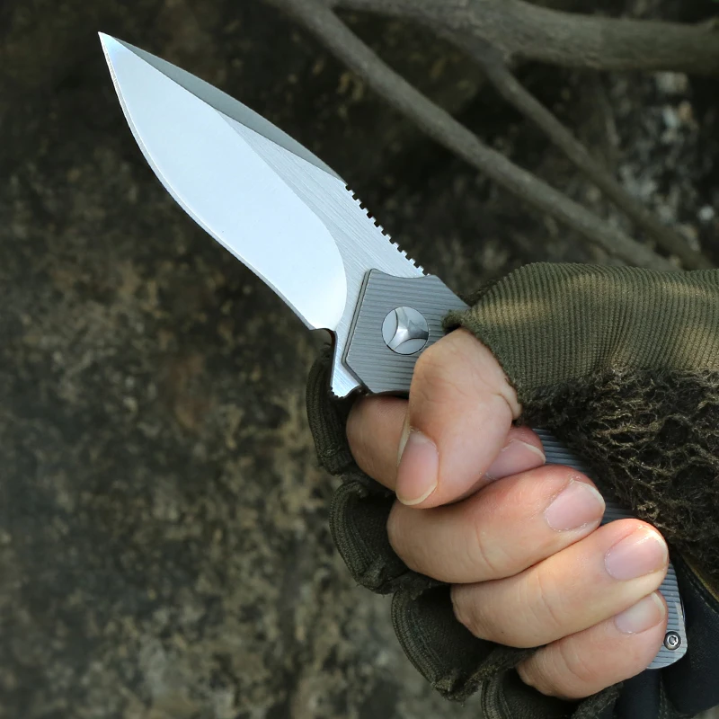 HWZBEEN New Product Explosion Titanium Alloy Handle VG-10 Blade Knife Outdoor Camping Knives Hunting for Mountaineering Trips