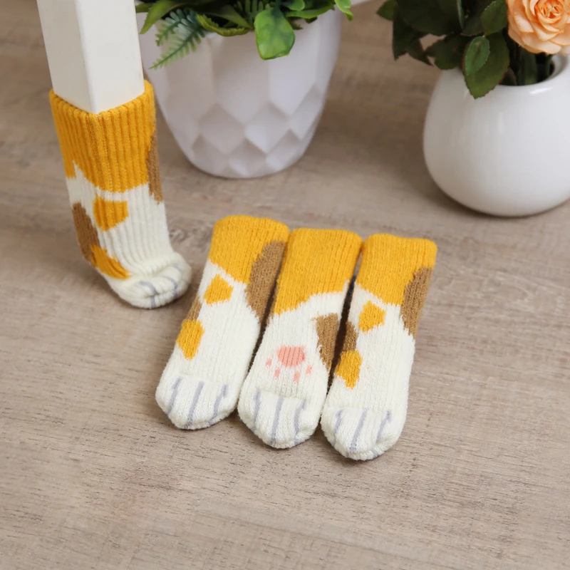 Cat Animal Chair Socks Covers Furniture Feet Socks Chair Leg Non Slip High Elastic Furniture Floor Protection Socks for Chairs