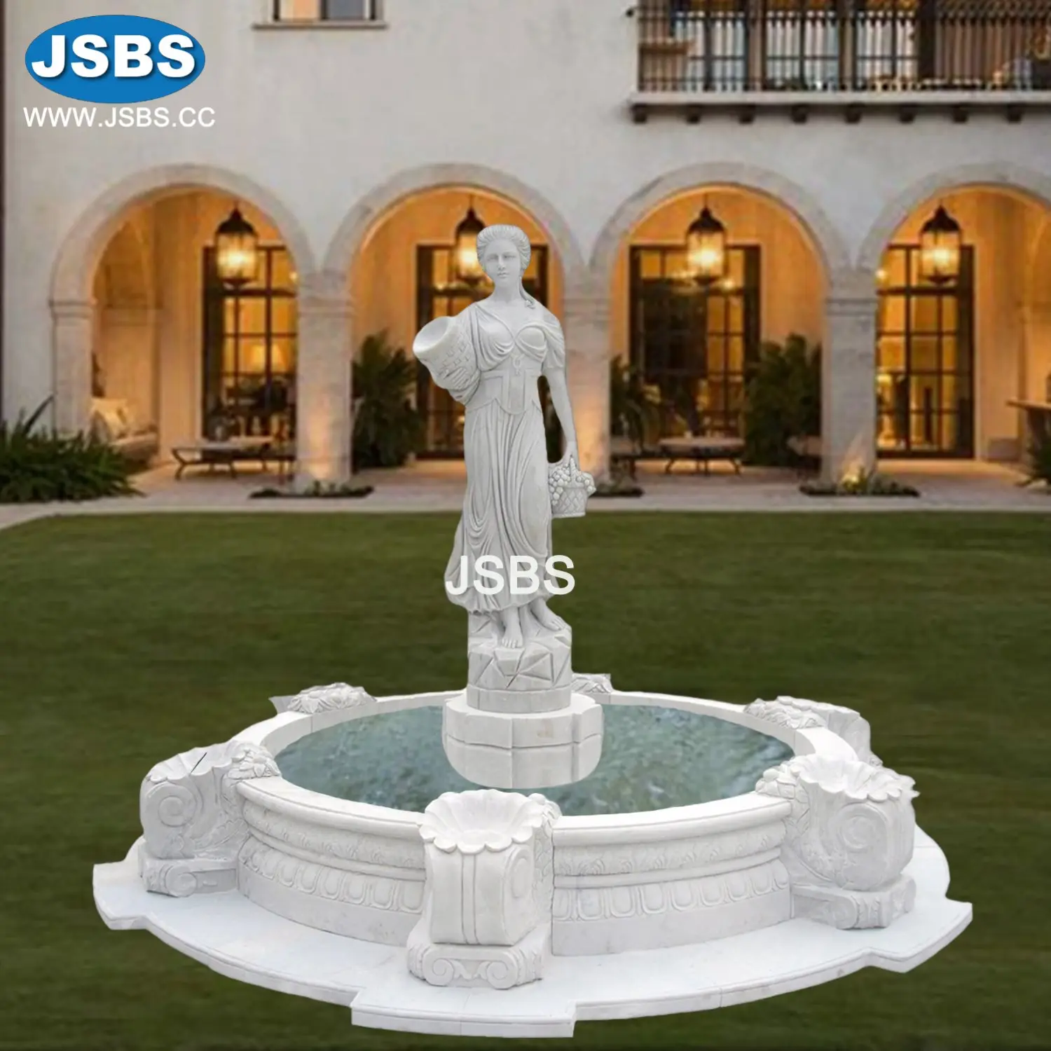 Stone Fountain | Water Fountain Statues | Marble Nude Lady Fountain for Patio Decoration