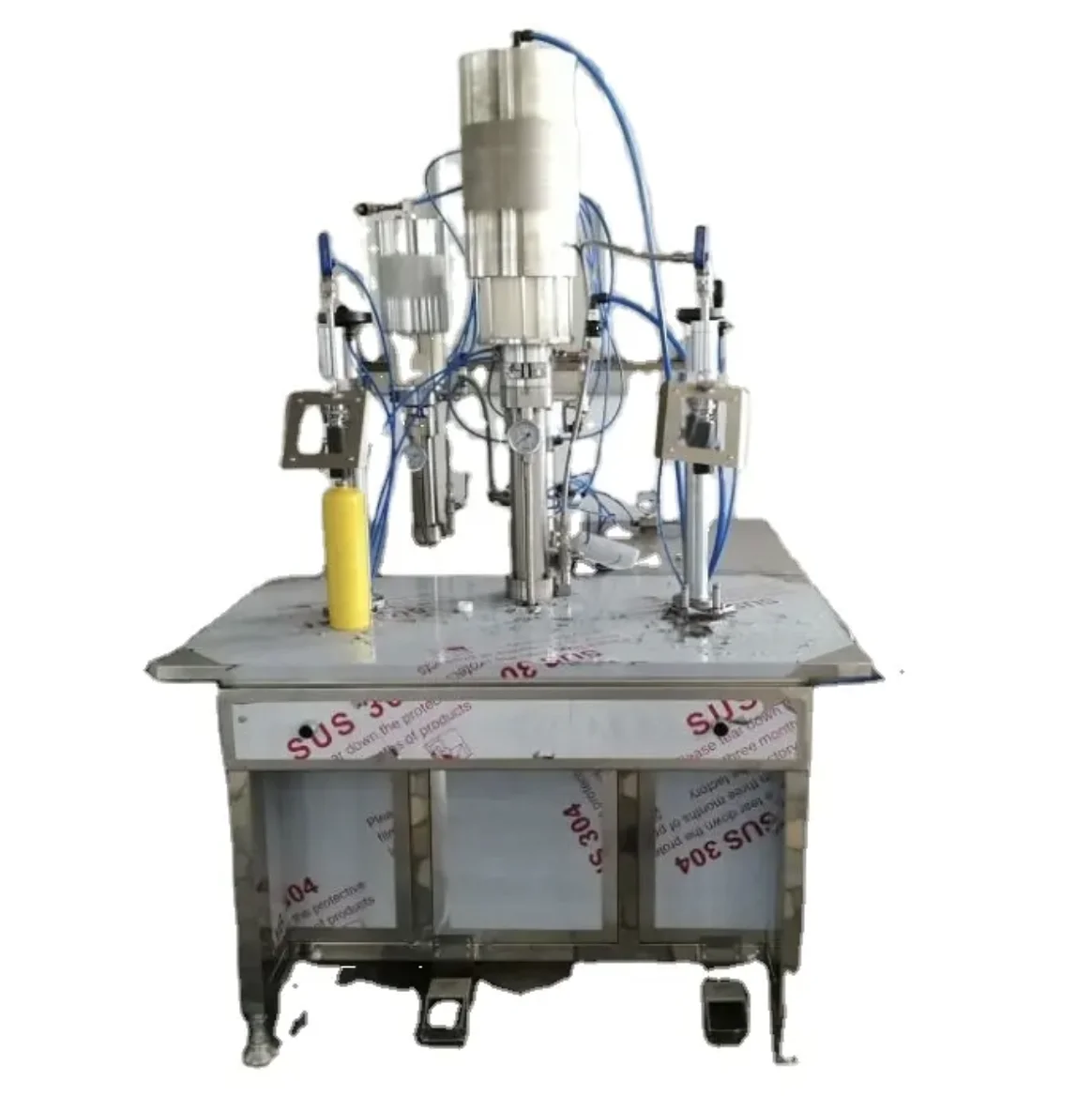 Semi automatic Under Cap Aerosol refrigerant gas filling machine for 1000ml R134a gas cylinder