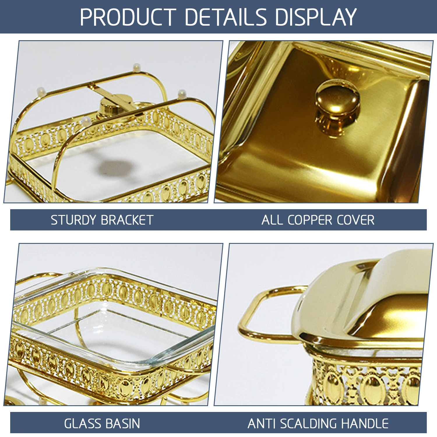 YITIAN New Product Hotel Buffet Catering Hanging Stainless Steel Serving Glass Chafing Dish Buffet Set