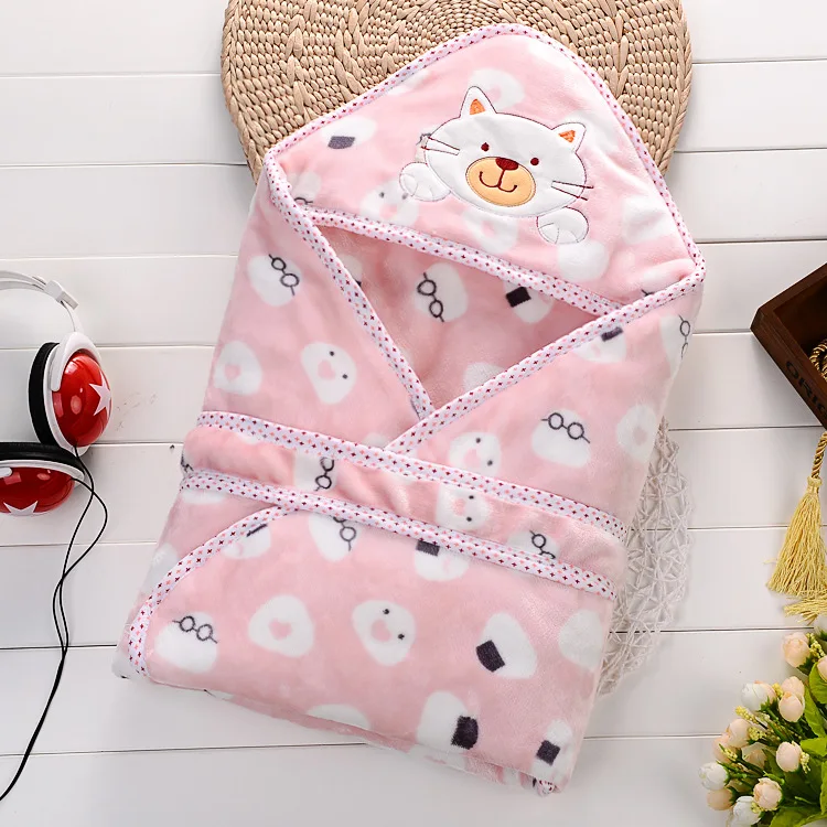 
winter Newborn Infant Baby Kids Soft Flannel animal baby bath hooded blanket 