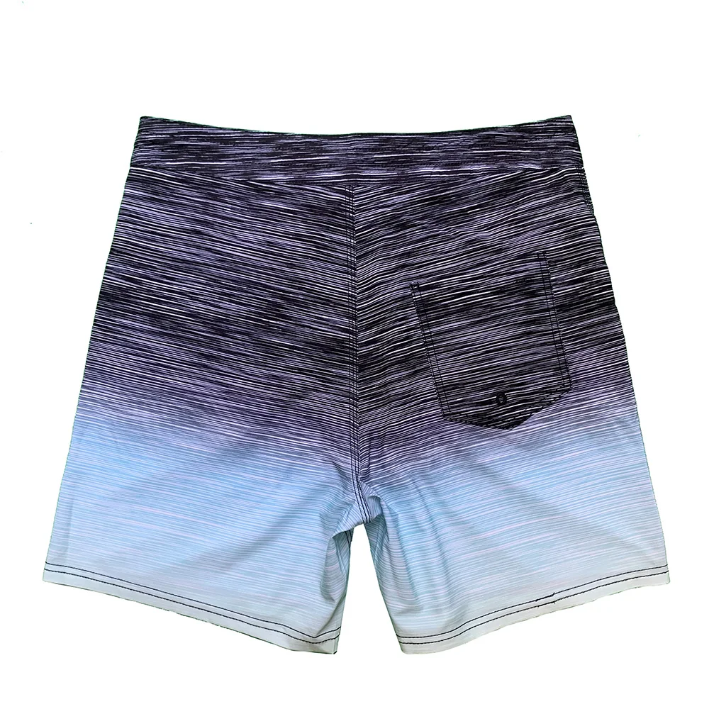 gradient ramp blue and  grey Stripe side  waterproof beachwear fishing pattern cargo shorts men