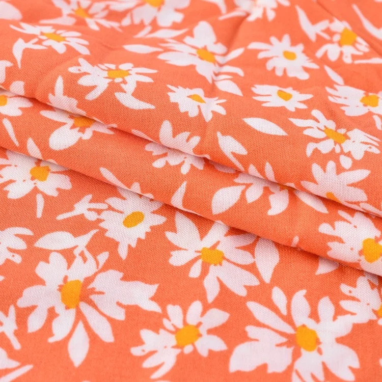 Wholesale custom woven plain white floral digital printed 100% rayon fabric for garment