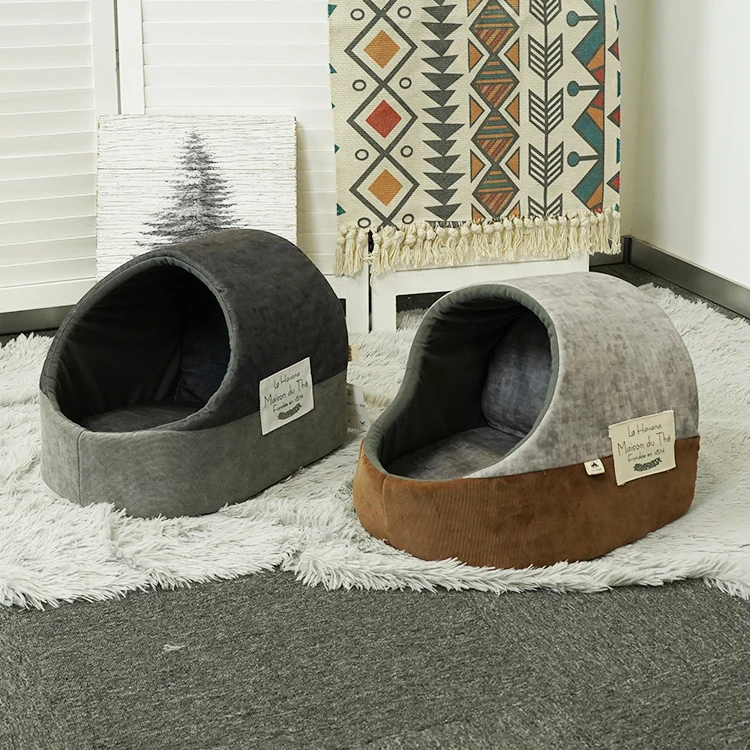 Portable Foldable cat shelter Corduroy cat cave bed house for Outdoor indoor Go Out