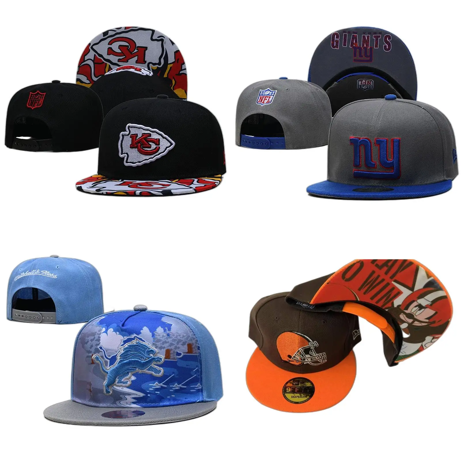 In stock new er custom 3D embroidery team hats American football basketball baseball snapback caps