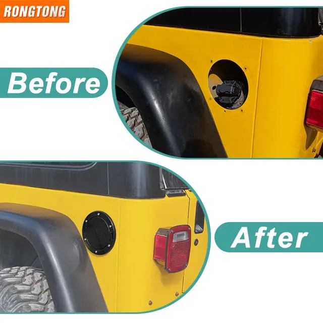 Factory Outlet Car Exterior Accessories Aluminium Alloy ABS Fuel Tank Cover Decoration For Jeep TJ 1997-2006