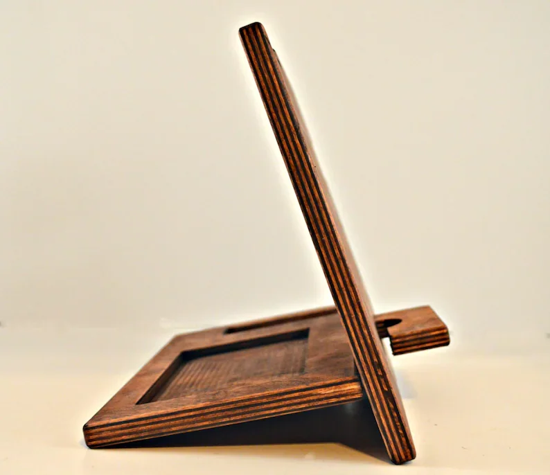 Wooden Phone Dock Charging Station Groomsmen Gift Desk Organizer Wood Phone Stand Tech gift Docking Station