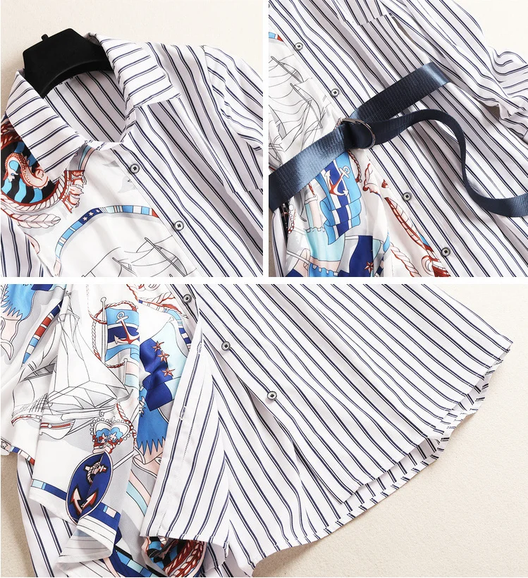 B23960A Striped dress autumn shirt dress fashion patchwork long dress