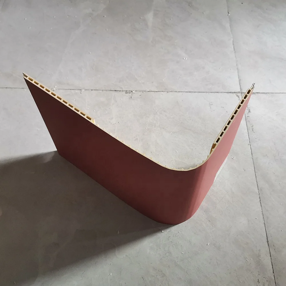 E0 Standard Indoor Bamboo Fiber Veneer Integrated Board 600mm Width Nontoxic WPC Hollow Flat Wall Panel Sheet For Decoration