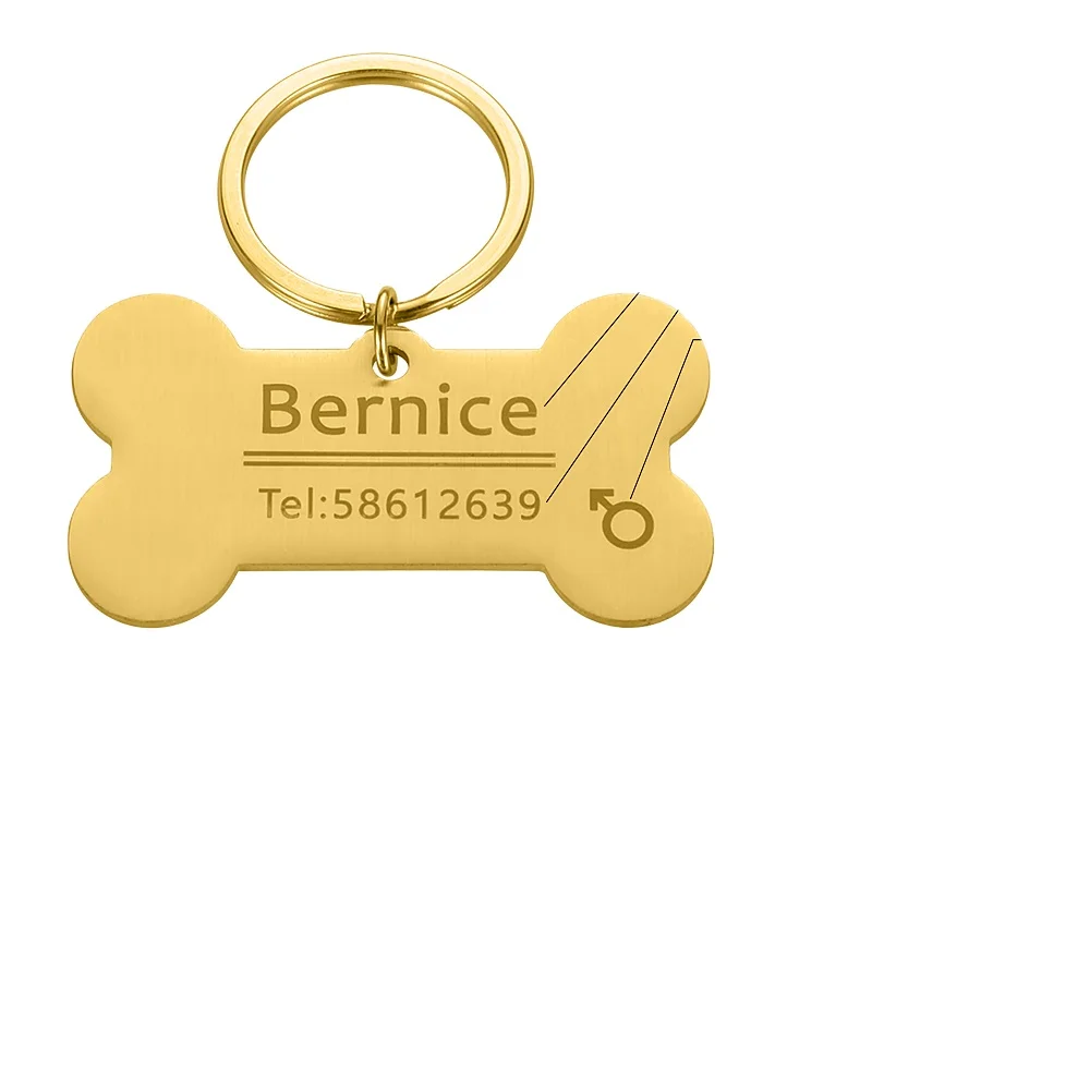 Personalized Pet ID Tag Engraved Pet ID Name, for Cat Puppy Dog Collar Tag Pendant  Bone Pet Accessories