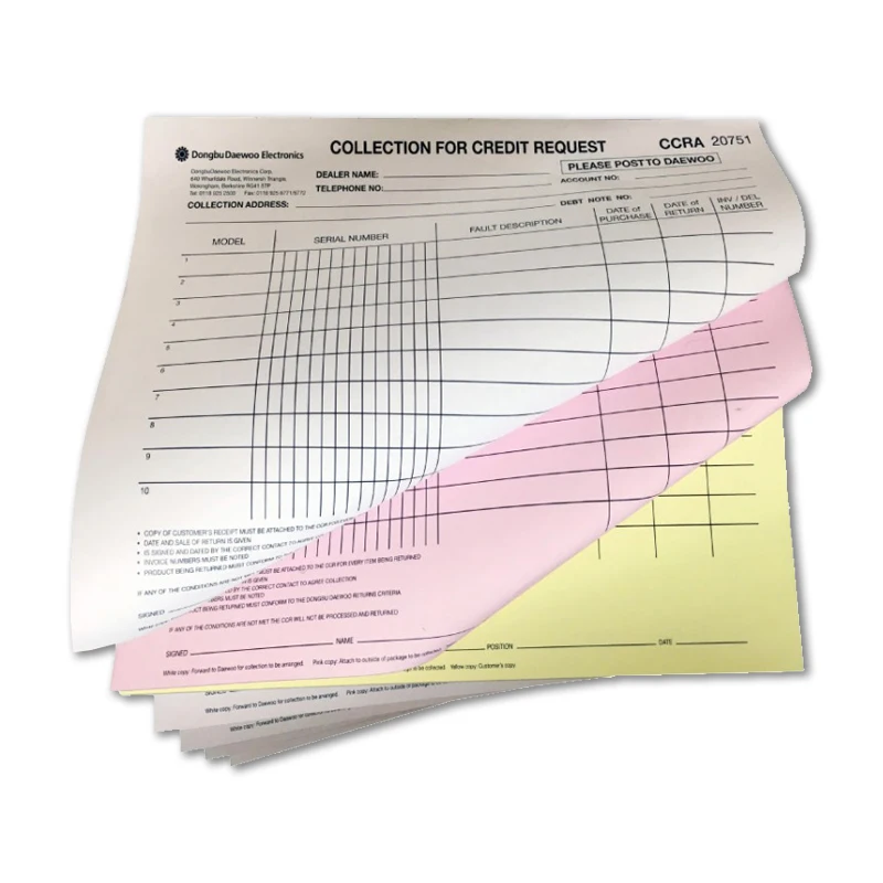 China Factory OEM ODM Customizable Size Adhesive NCR Self Carbonisin Sets CarbonLess Paper Payment Voucher Glued By Fanapart