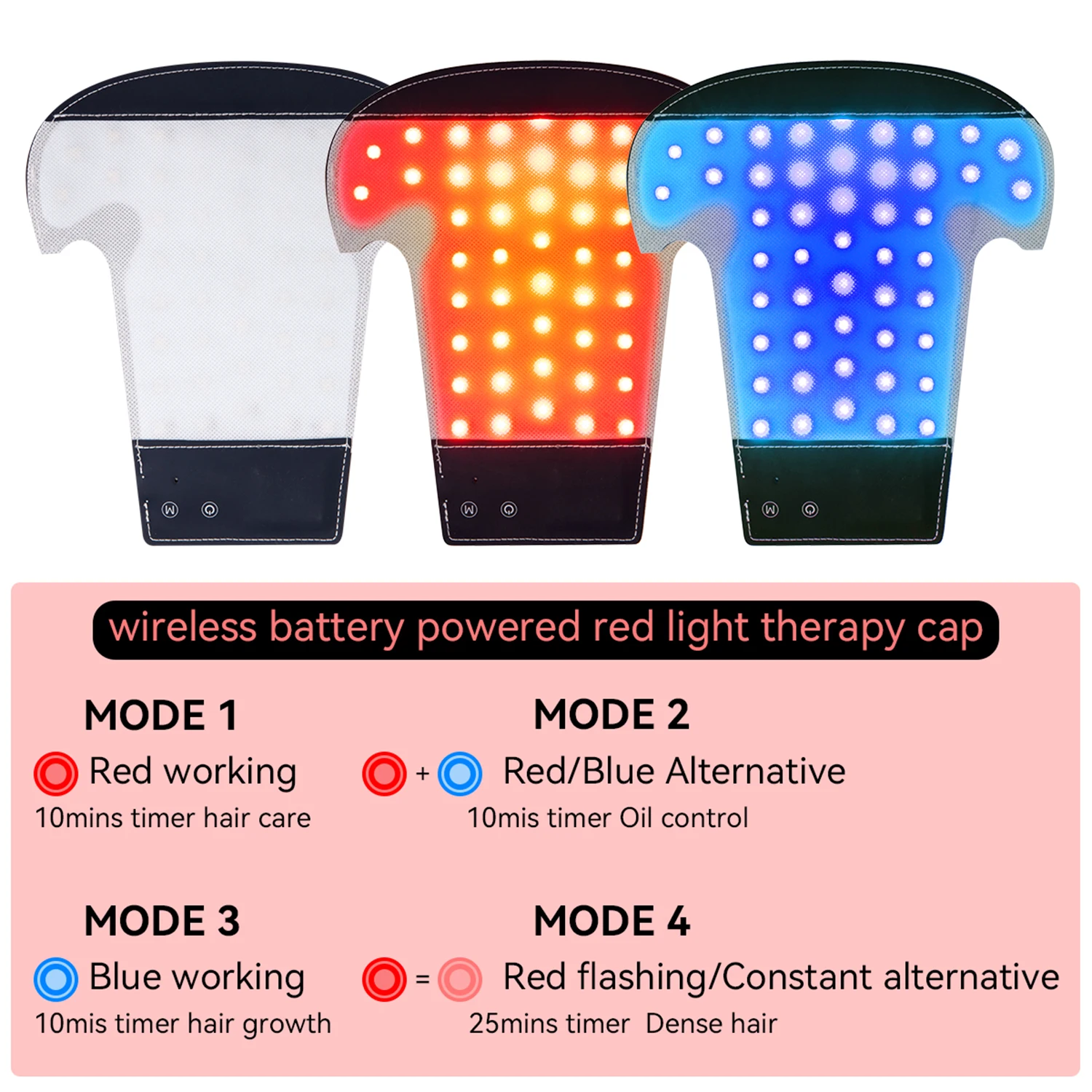 High Power Clinical Grade led Light Therapy Cap red 660nm blue 450nm wireless red light Therapy Cap