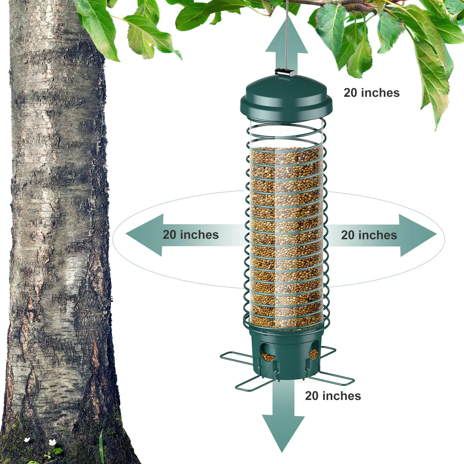 Squirrel-Proof Metal Hanging Bird Feeder for Outdoor Use for Wild Cardinals Finches Sparrows Blue Jays by Bird Bowls & Feeders