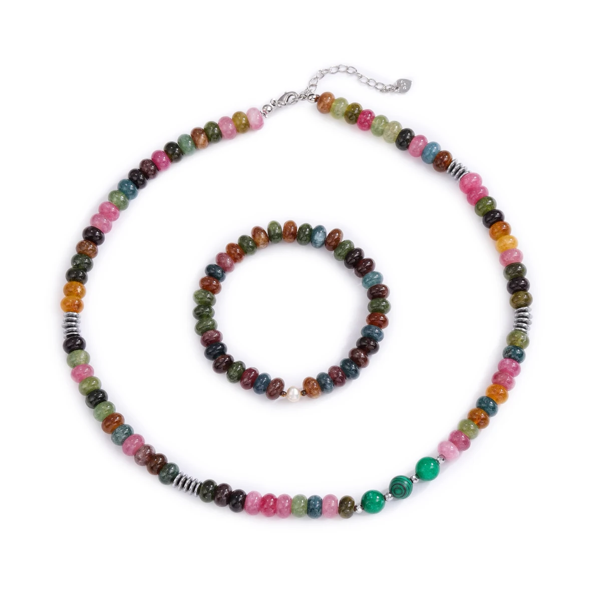 Fashion Bohemian Stainless Steel Crystal Rhinestone Alloy Chian Jewelry Set Gold Plated with Pearl Natural Stone Beads