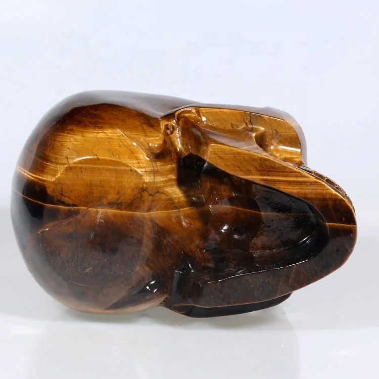 Wholesale Natural Golden Tiger Eye Stone Quartz Hand Carved Crystal Skulls  For Decoration