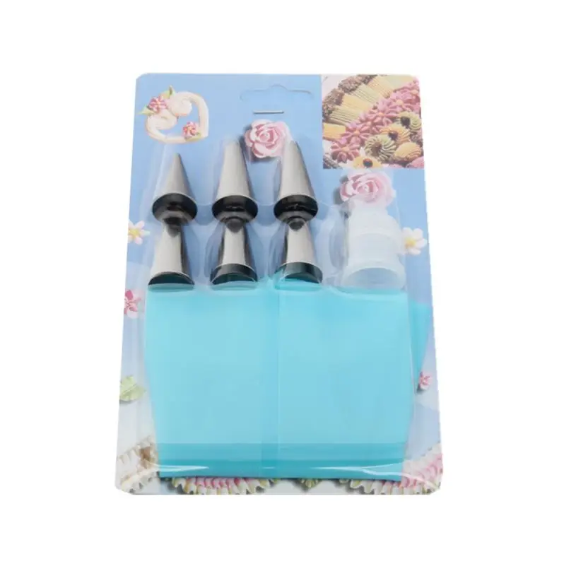8 PCS/Set Icing Piping Cream Pastry Bag + 6 Stainless Steel Nozzle Cake Icing Tips Cake Decorating Tips Supplies Set