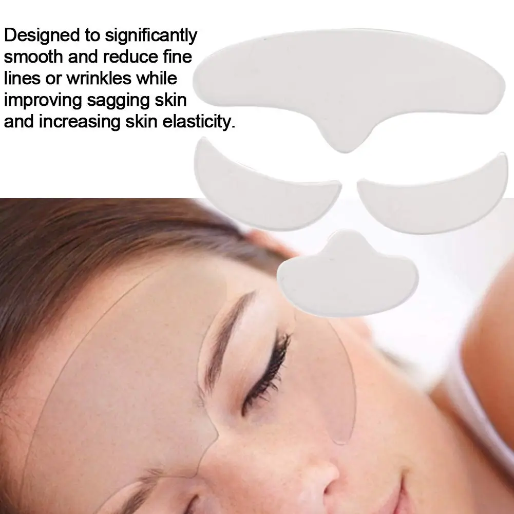 4Pcs Anti Wrinkle Skin Lifting Reusable Forehead Eye Face Chin Reducing  Around Mouth and Upper Lip Wrinkles Silicone Patch Pad