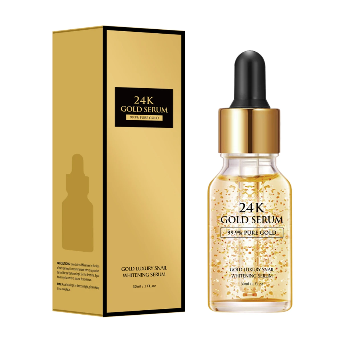 Custom OEM ODM 24K Pure Gold Facial Essence Nicotinamide Brightening Whitening Real Gold Face Skin Care Serum