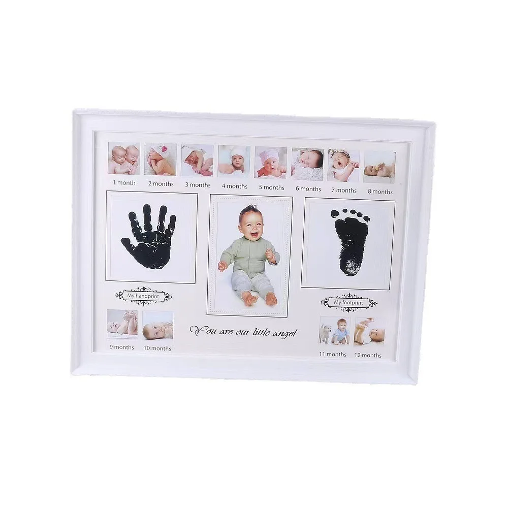 Plastic My First Year Newborn Photo Frames 12 Month Baby Hand and Footprint Kit Picture Photo Frame