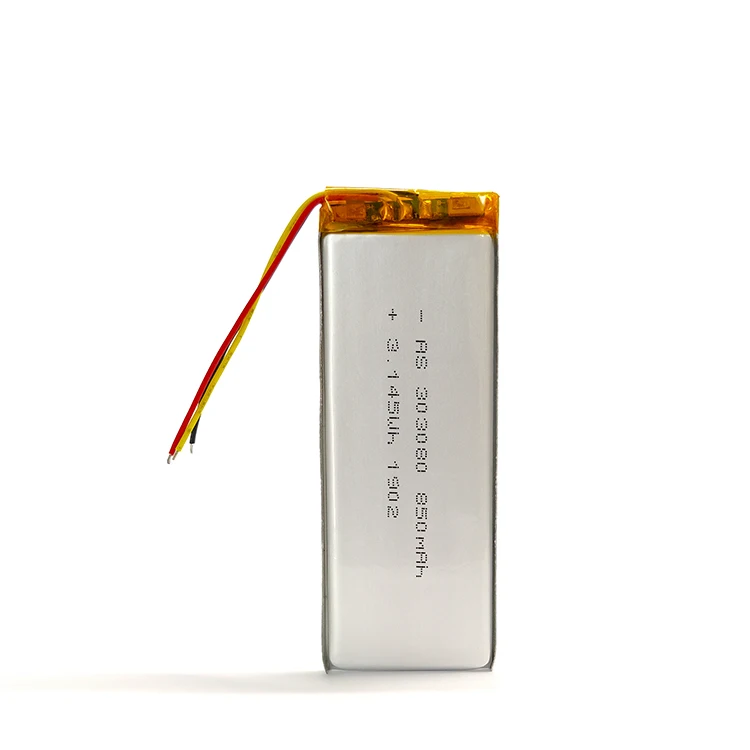 Factory directly supply LiPo battery AS303080 3.7V 850mAh UL/CB certified rechargeable battery for wireless device