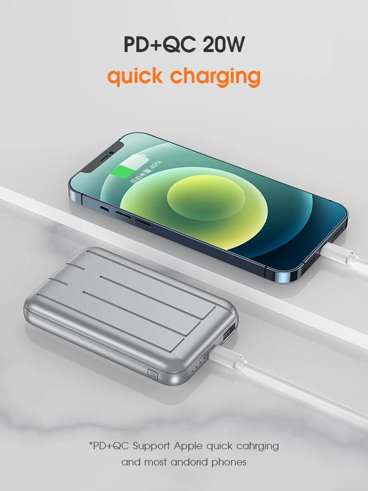 
New Products Fast wireless Charging For Mobile Phone Magnetic desgin 10000 mah Portable slim Power Bank 