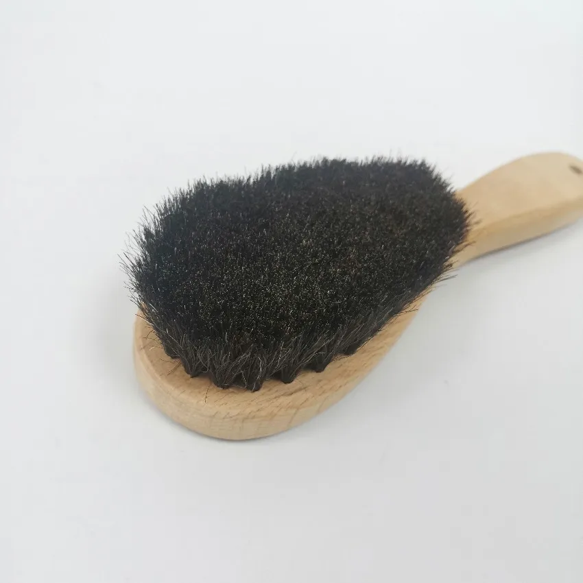 High quality wooden horsehair suit coat clothes brush long handle lint remover cleaning brush for hat clothes