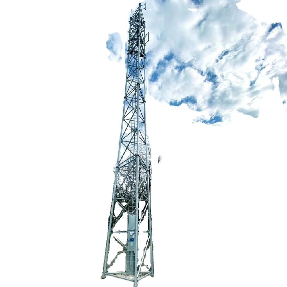 
3 legged tubular telecommunication steel galvanized tower with brackets,fall arrest,aircraft warning light etc accessories 