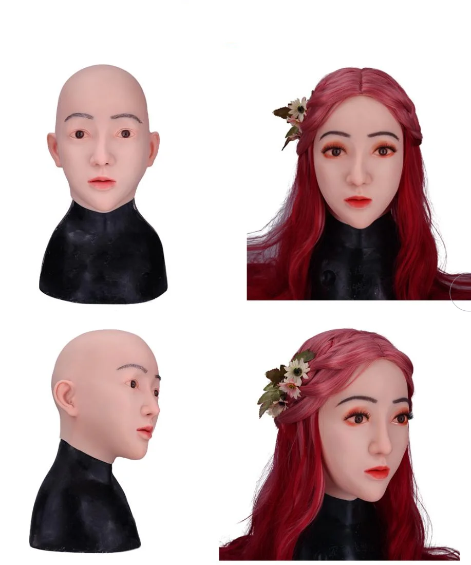 Halloween Crossdresser Realistic Goddess Face full head Mask female Silicone mask