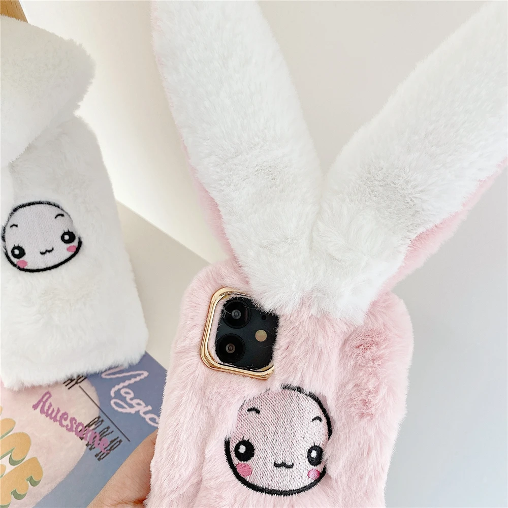 Hot Sale Girl Soft Rabbit Ears Plush Cartoon Phone Case For iPhone 12 Pro Max 11 X XS XR 7 8 plus SE