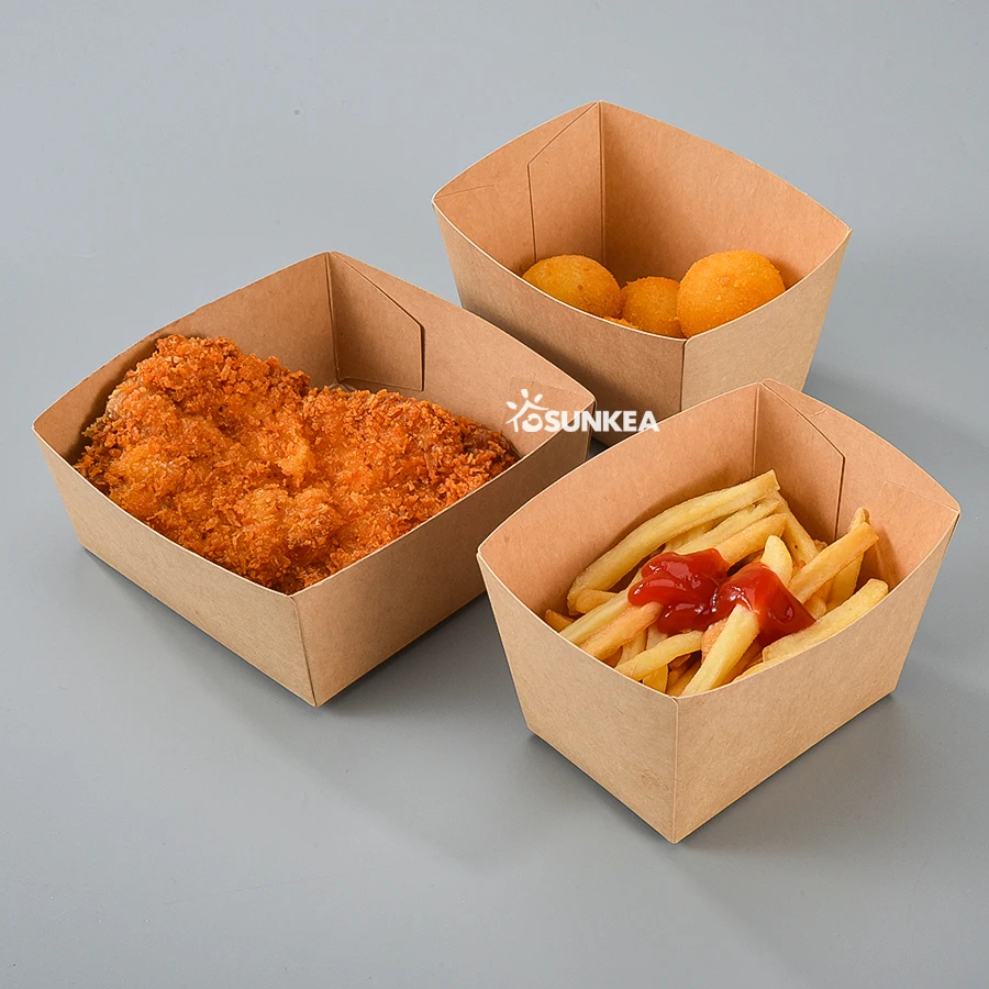 Wholesale Disposable Take Away Food Grade High Quality Customized LOGO Printing paper food tray