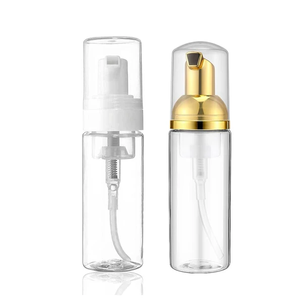 50ml 100ml 150ml transparent foaming soap dispenser shampoo facial cleanser soap bottle with gold foam pump