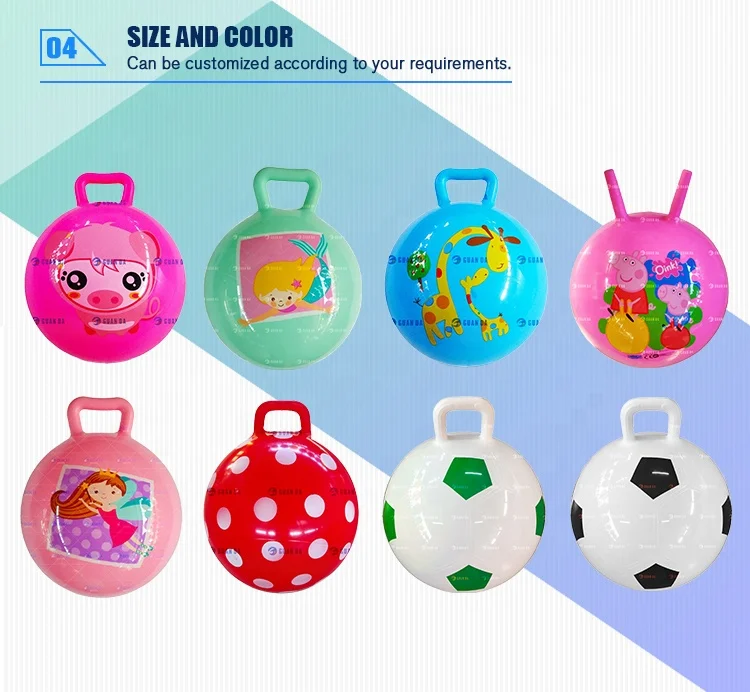 Eco-friendly Kids Playing Jumping Hopper Ball Toy Bouncy Ball With Handles