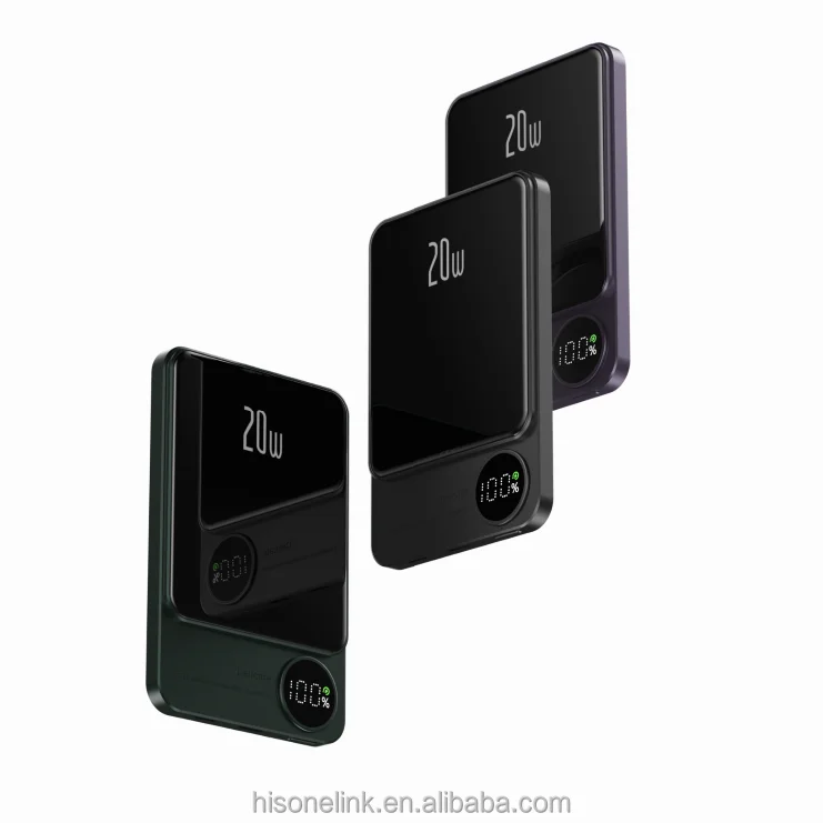 Q9 Hot Selling magnetic power bank 10000mAh Metal Power Bank with digital display support OEM