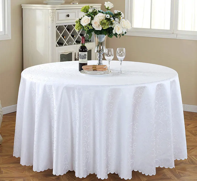 Wholesale Jacquard Polyester Tablecloth Damask Round Washable Tablecover for Hotel Dining Restaurant Banquet Party Wedding Decor
