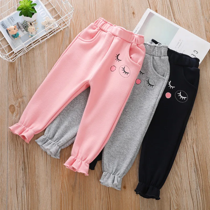 Bán Buôn Trẻ Em Dày Quần Mùa Đông In Cô Gái Nhung Mồ Hôi