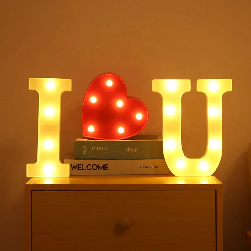 Custom Valentine plastic battery marquee decoration love letters wedding marquee letters led letter light