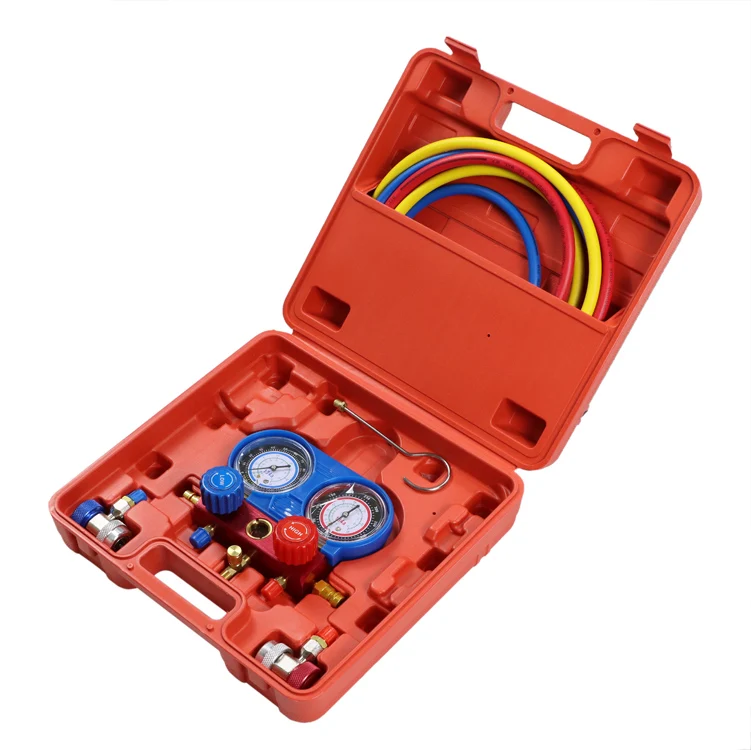 Air conditioning Cooling system car refrigeration hvac 4 way AC diagnostic manifold refrigerant gas r134a pressure gauge set