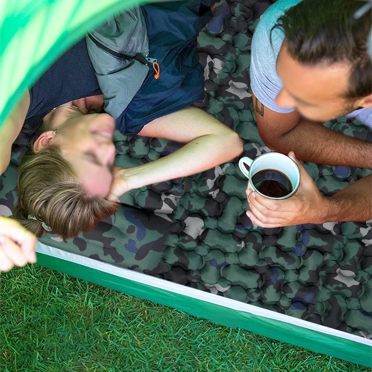 Outdoor Hiking Ultralight TPU Sleeping Air Pad lightweight camping mat inflating bone shape sleeping pad with pillow