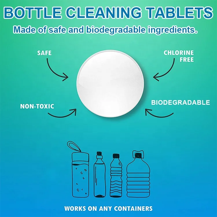Cleaning Tablets for Stainless Steel, Thermal flasks, Chlorine&Odor Free,Water Bottle Cleaning Tablets,Tumbler Cleaner Tablets