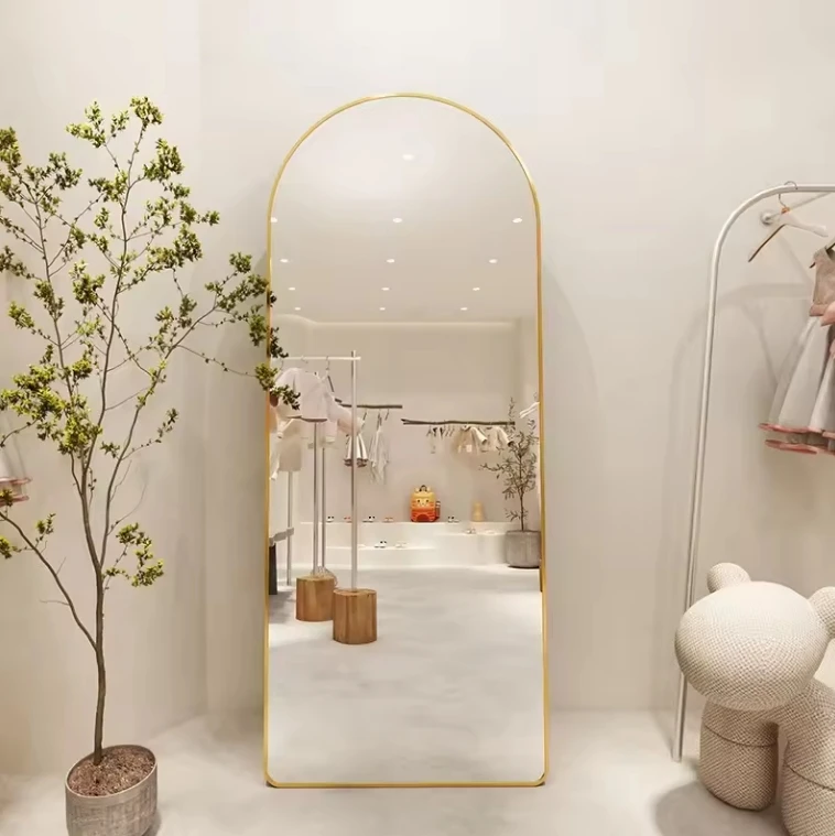 Minimalist Full Length Mirror With Unique Design High Shatter Resistant Metal Body Standing