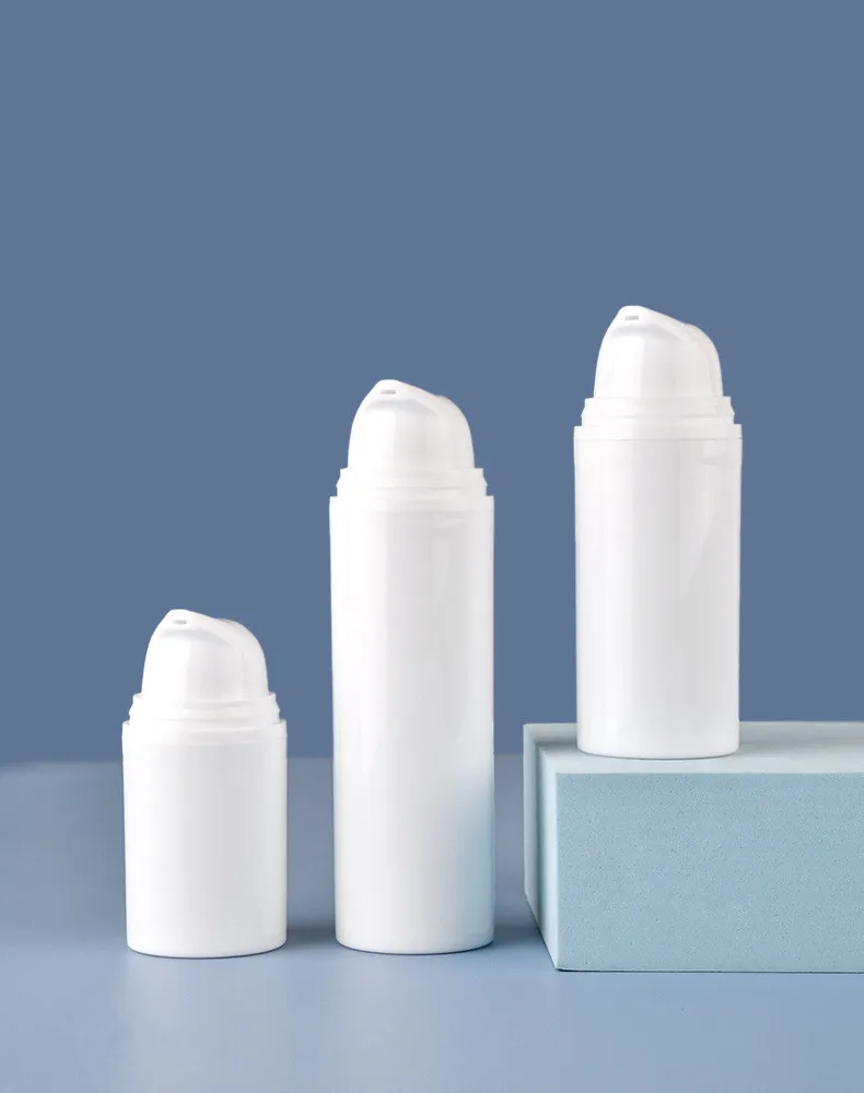 Eco friendly white empty PP plastic cosmetic packaging container serum lotion 15ml 30ml 50ml airless pump bottle