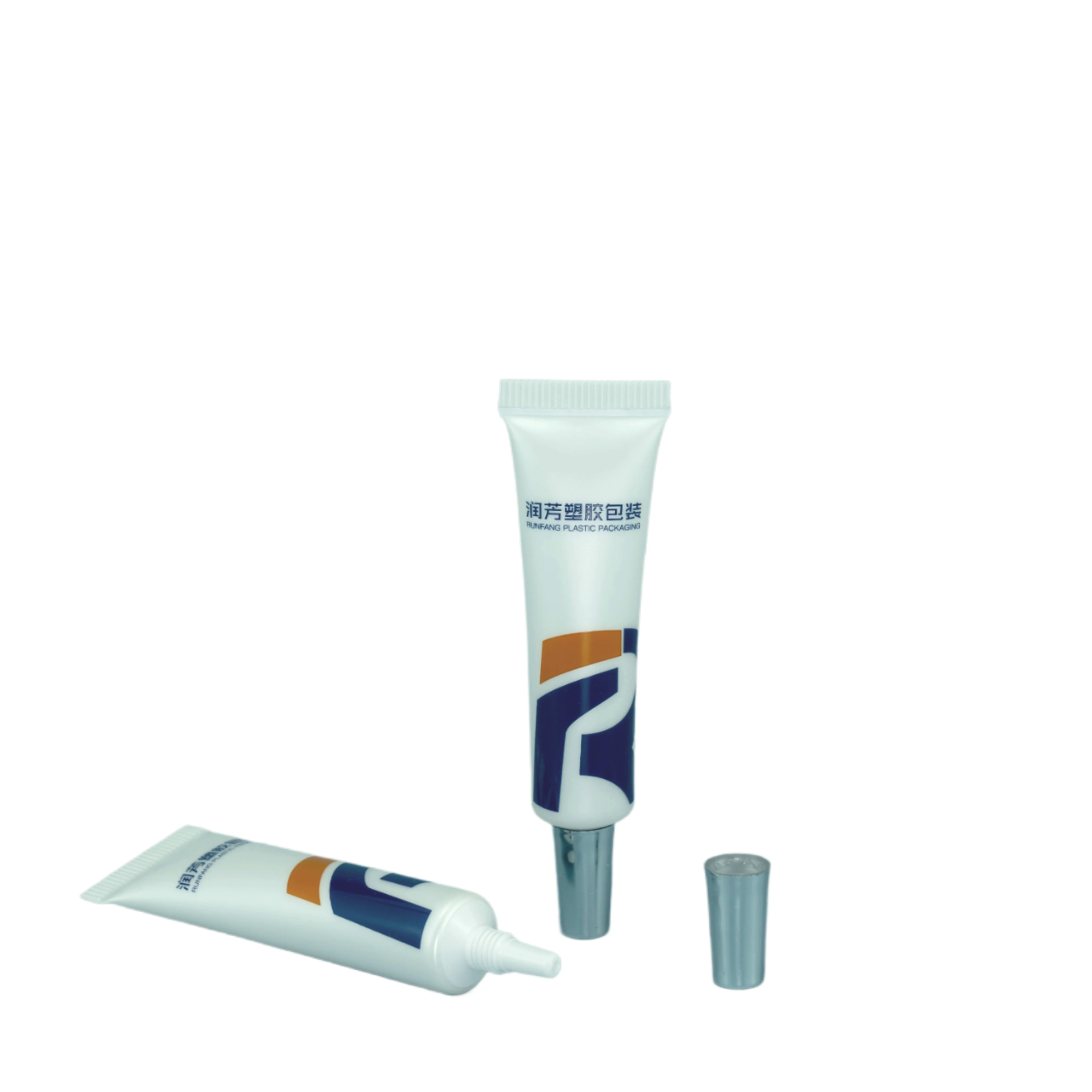 Custom Cosmetic Plastic Packaging Small Tube 5ml 10ml 15ml 20ml Squeeze Long Nozzle Nose Tube Eye Cream Tube With Plating Lid