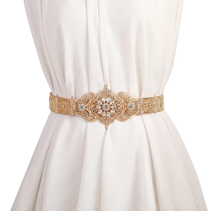 Moroccan Bride Belts Wedding Women Decorative Caftan Waist Chain Court Style Carving Metal Belts
