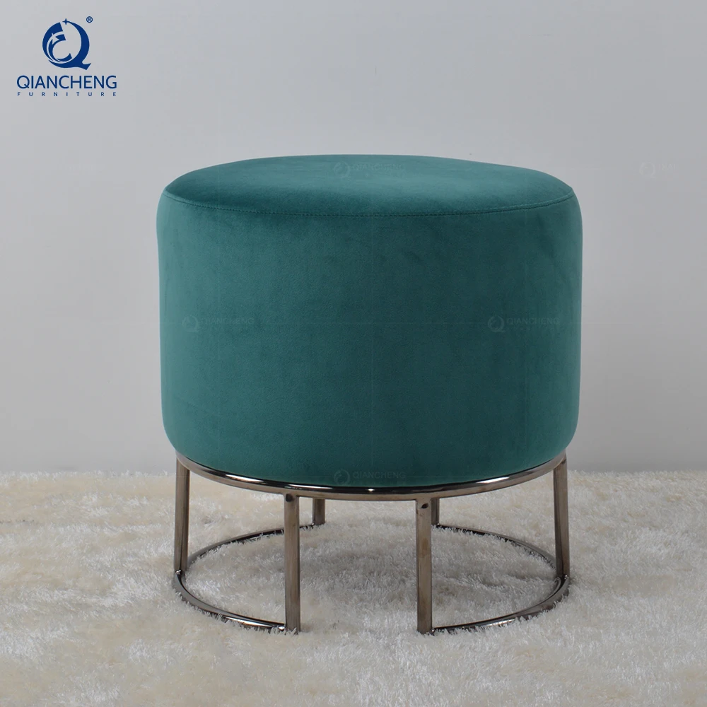 Brand new high quality round footstool made of cotton fabric cover wooden footrest pedicure circular bench