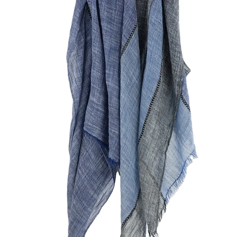 
Fashion multi lines crossed lady wide cotton scarf wholesale 