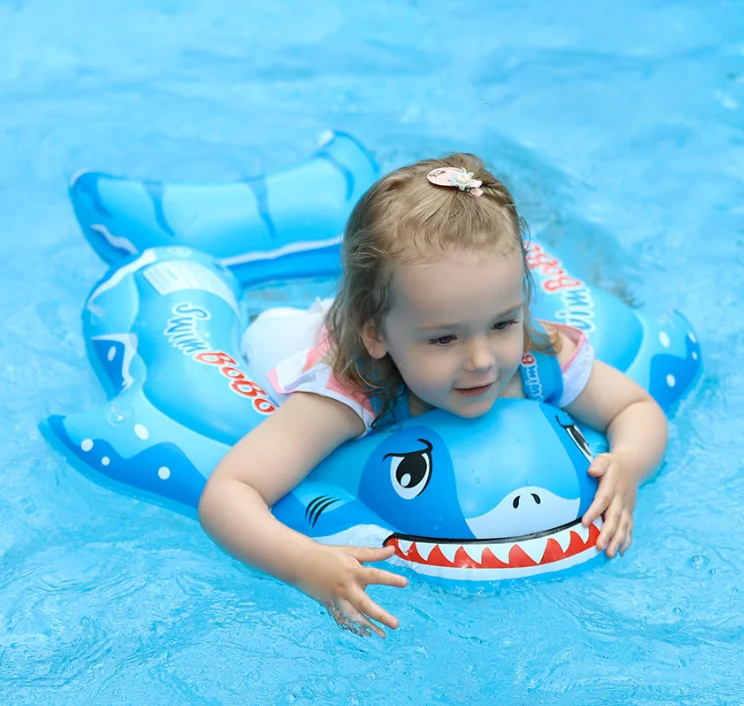 Shark Design UV Protector Shade Outdoor Baby Infant Inflatable Float Water Children Waist Pool Toys Kids Portable Swimming Ring