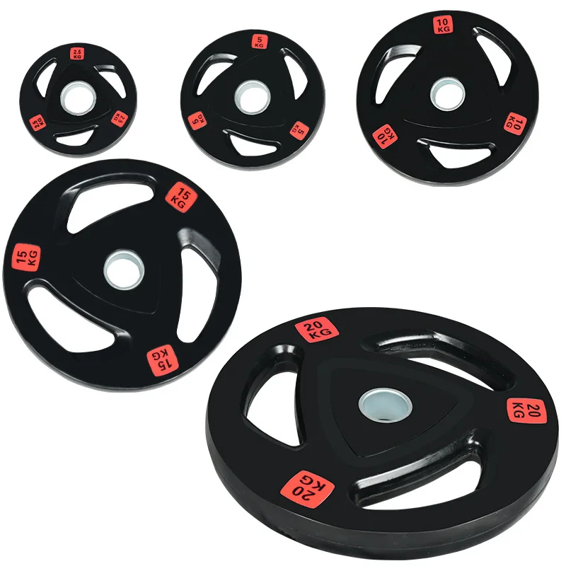 Custom Rubber Weight Stack Plates Three Hole Bumper Barbell Weight Plates