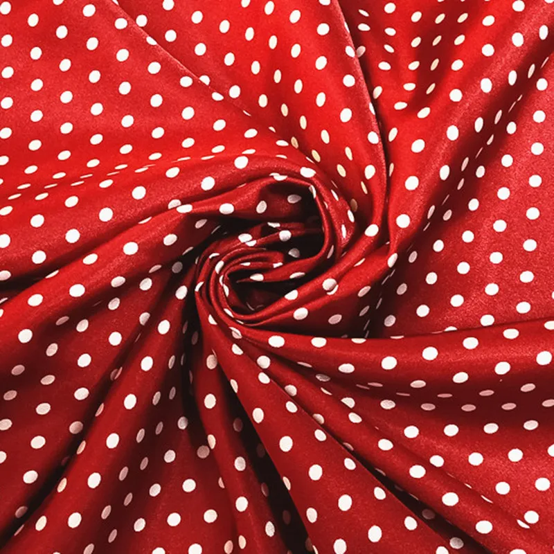Polka Dot Print Fabric 100% polyester Satin Fabric Silk Fabric For Dress Shirt Manufacturer Wholesale